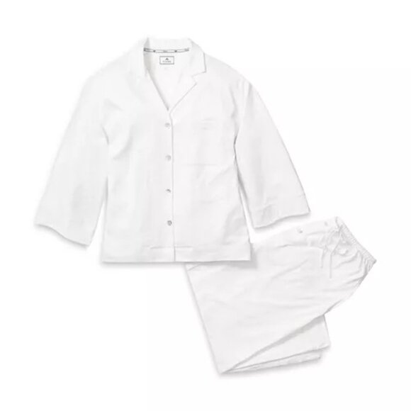 NEW Petite Plume The Olivia Wide Leg Pima Pajama Set in White